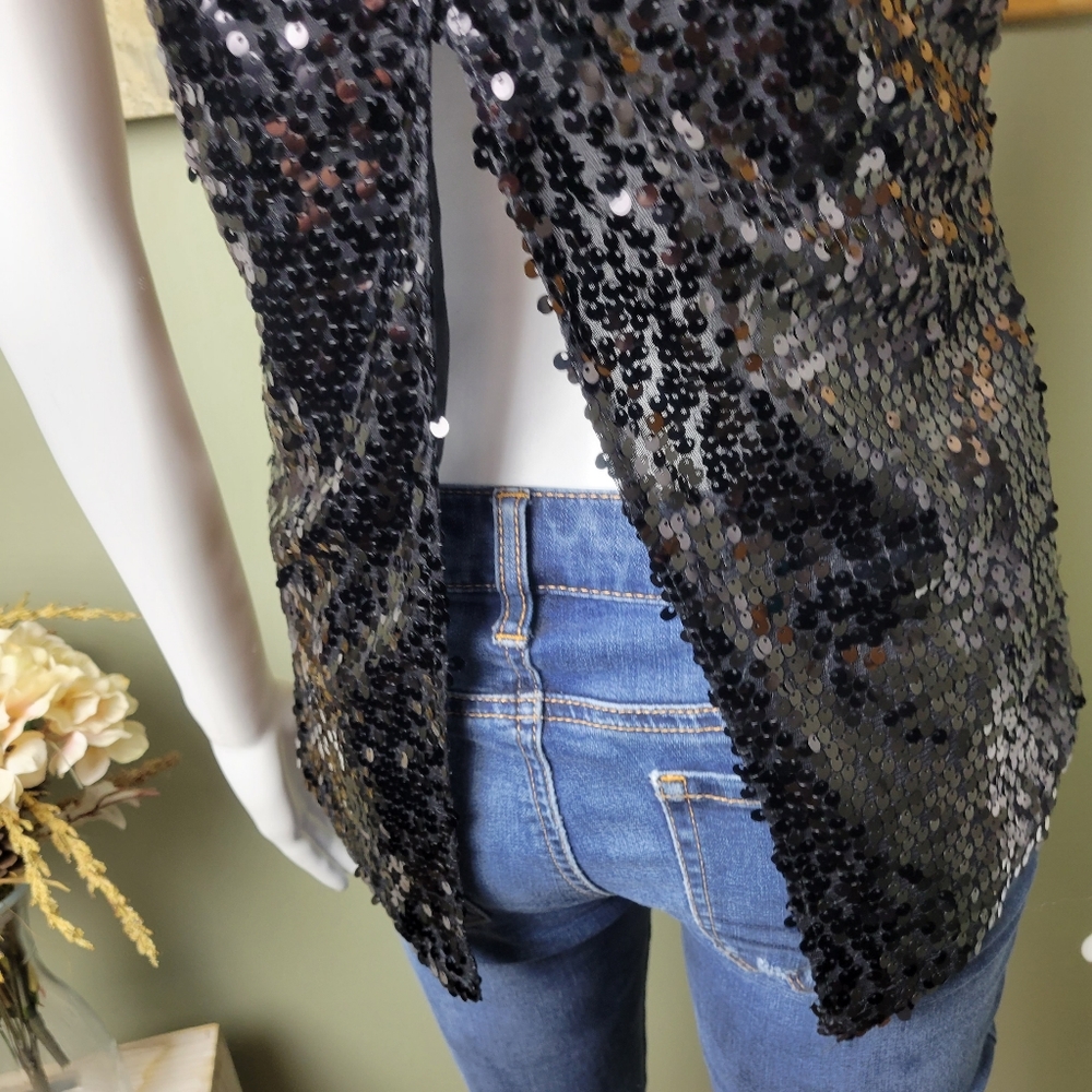 NWOT Express Black Sequin Tank Top - Picture 8 of 12